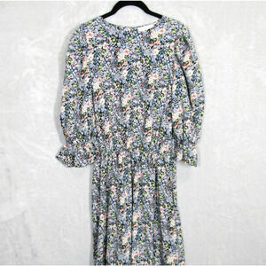 Never Fully Dressed Dress Women's 4 Blue Floral Jasmine Ruched Ruffle Cottage